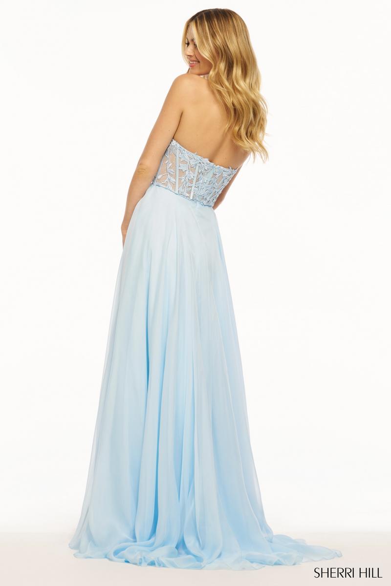 Sherri Hill Strapless Chiffon Lace Prom Dress 56088 Sherri Hill Strapless Chiffon Lace Prom Dress 56088