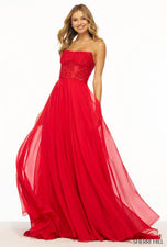 Sherri Hill Strapless Chiffon Lace Prom Dress 56088