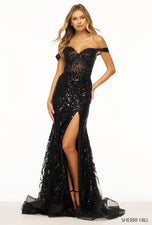 Sherri Hill Sequined Lace Straight Prom Dress 56101 - B