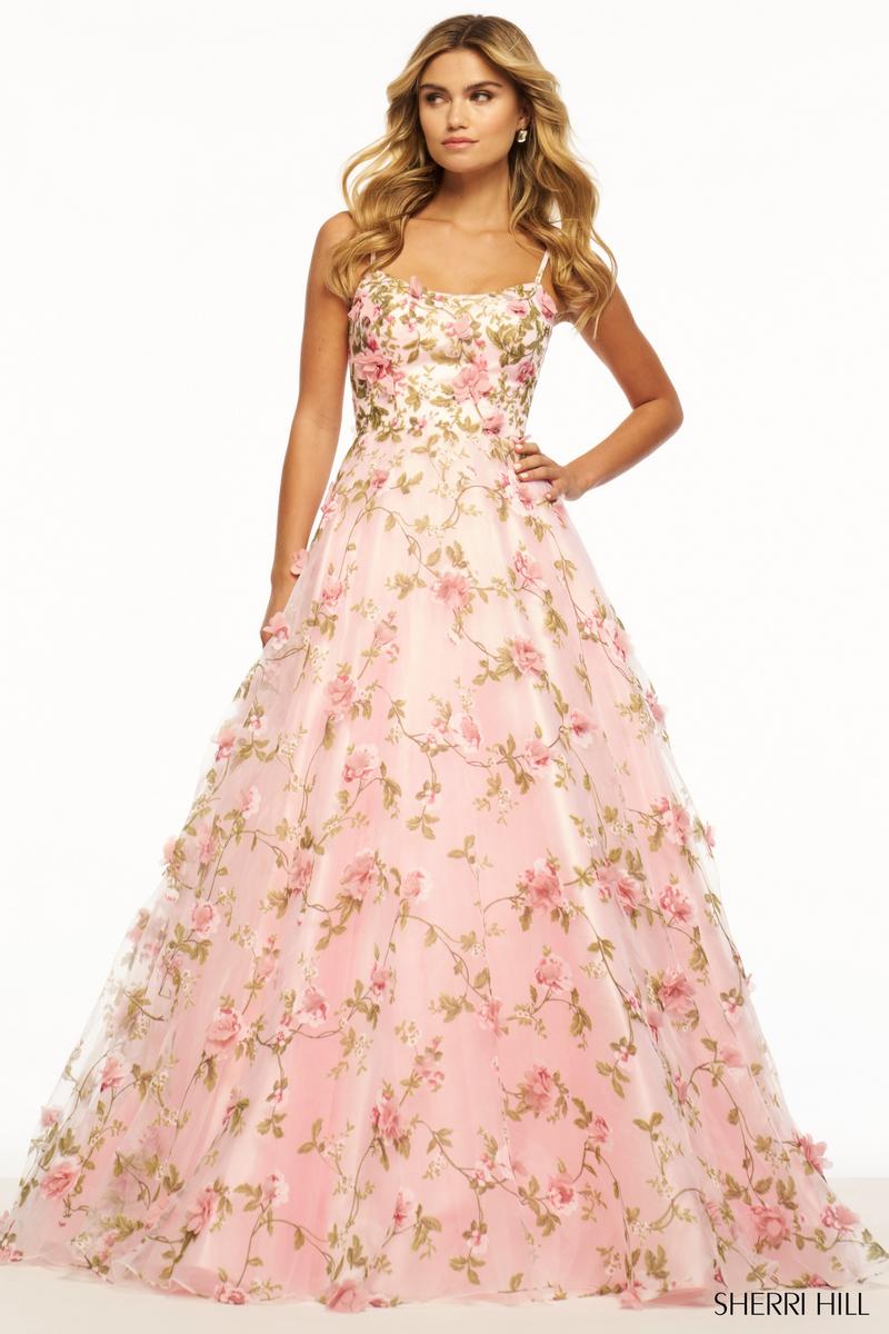 Sherri Hill 3D Floral Prom Dress 56107