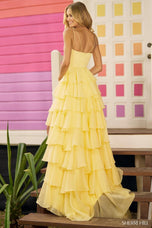 Sherri Hill Chiffon Tiered Ruffle Skirt Prom Dress 56108