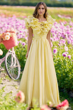 Taffeta Sherri Hill A-line Ruffle Neckline Prom Dress 56122