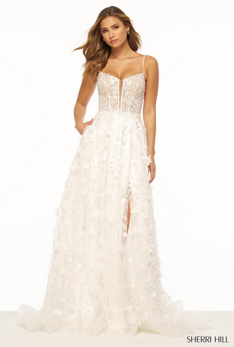 Sherri Hill 3D Floral Corset Prom Dress 56136