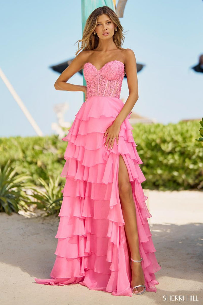 Sherri Hill Ruffle Corset Prom Dress 56162