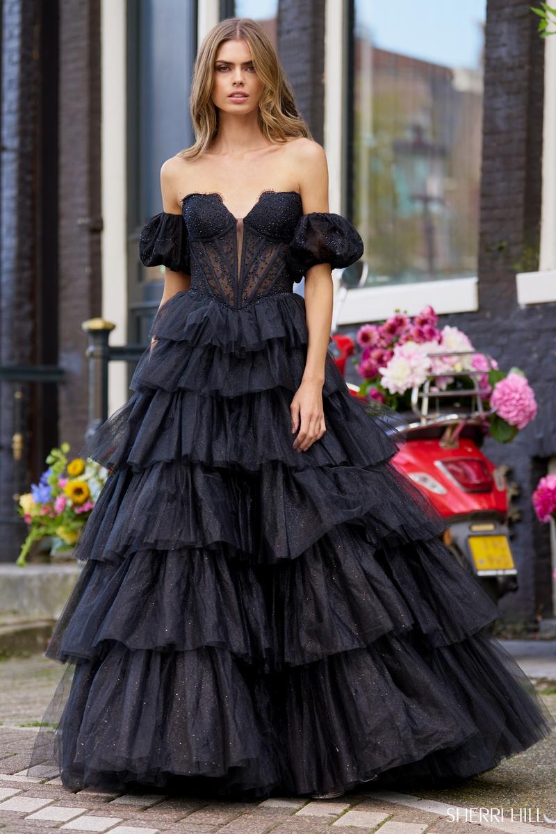 corset ball gown prom dress Andrea & Leo Couture A1029 Corset Strapless Floral Applique Blue Evening Gown 2 / Haze Blue (LightBlue)