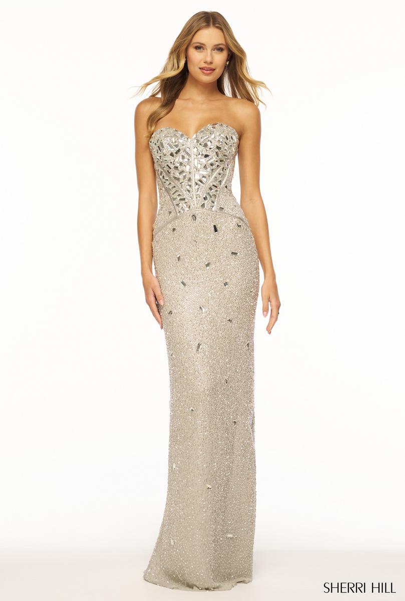 Sherri Hill Strapless Cut Glass Prom Dress 56175