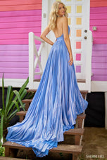 Sherri Hill Long Pleated Halter Prom Dress 56186