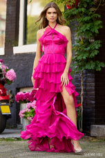 Sherri Hill Corset Ruffle Halter Prom Dress 56229