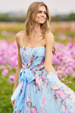 Sherri Hill Strapless Flowy Floral Print Prom Dress 56234