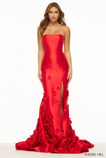 Sherri Hill Strapless 3D Floral Prom Dress 56235