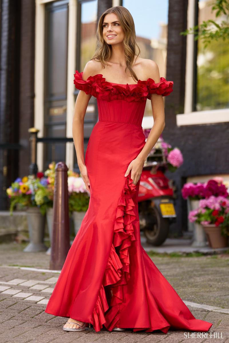 Sherri Hill Taffeta Ruffle Prom Dress 56240