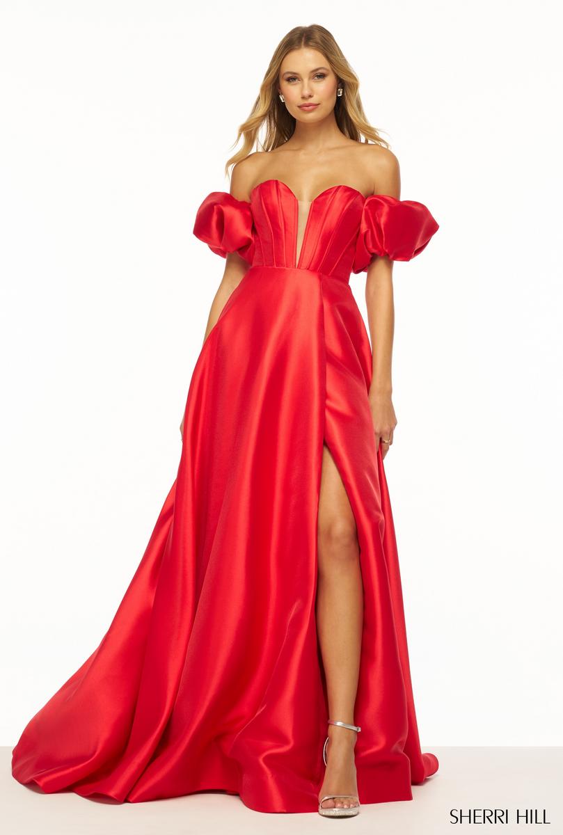 Sherri Hill Mikado A-Line Prom Dress 56249 Red / 8 Sherri Hill Mikado A-Line Prom Dress 56249 Red / 8