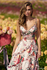 Sherri Hill Floral Satin Prom Dress 56256
