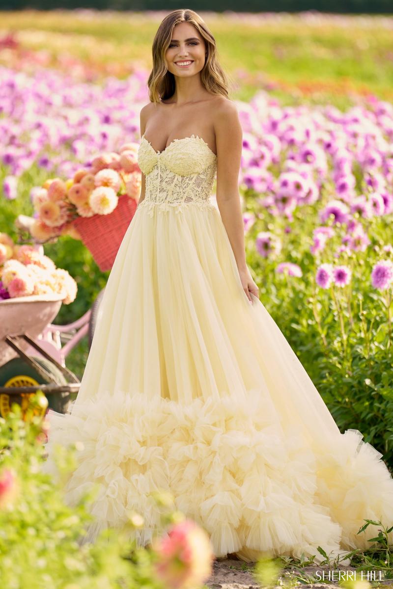 Sherri Hill  Strapless Ruffle Prom Dress 56270