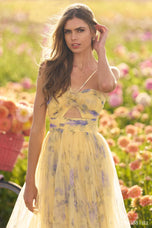 Sherri Hill Yellow Floral Rosette Ball Gown Prom Dress 56279