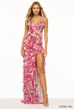 Sherri Hill Ruffle Floral Print Prom Dress 56307