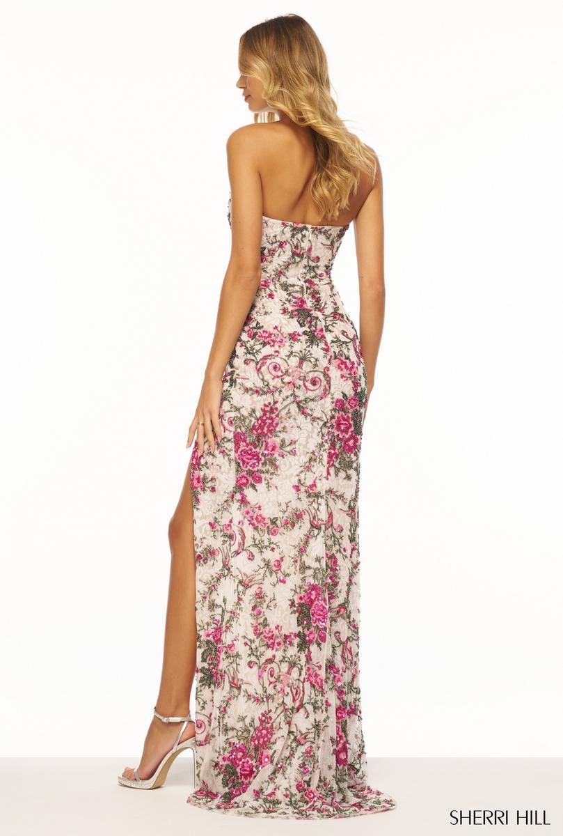 Sherri Hill Strapless Floral Lace Prom Dress 56340