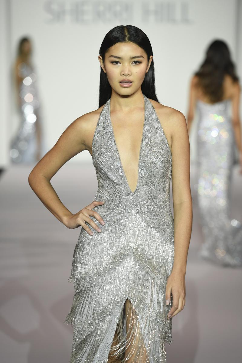 Sherri Hill Fringe Halter Beaded Dress 56387 Sherri Hill Fringe Halter Beaded Dress 56387