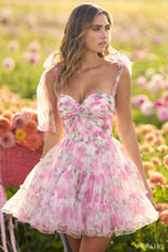 Sherri Hill Short Floral Print A-Line Ruffle Dress 56388