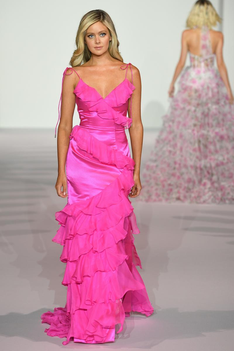 Sherri Hill Ruffled Fitted Prom Dress 56394 Bright Pink / 6 Sherri Hill Ruffled Fitted Prom Dress 56394 Bright Pink / 6