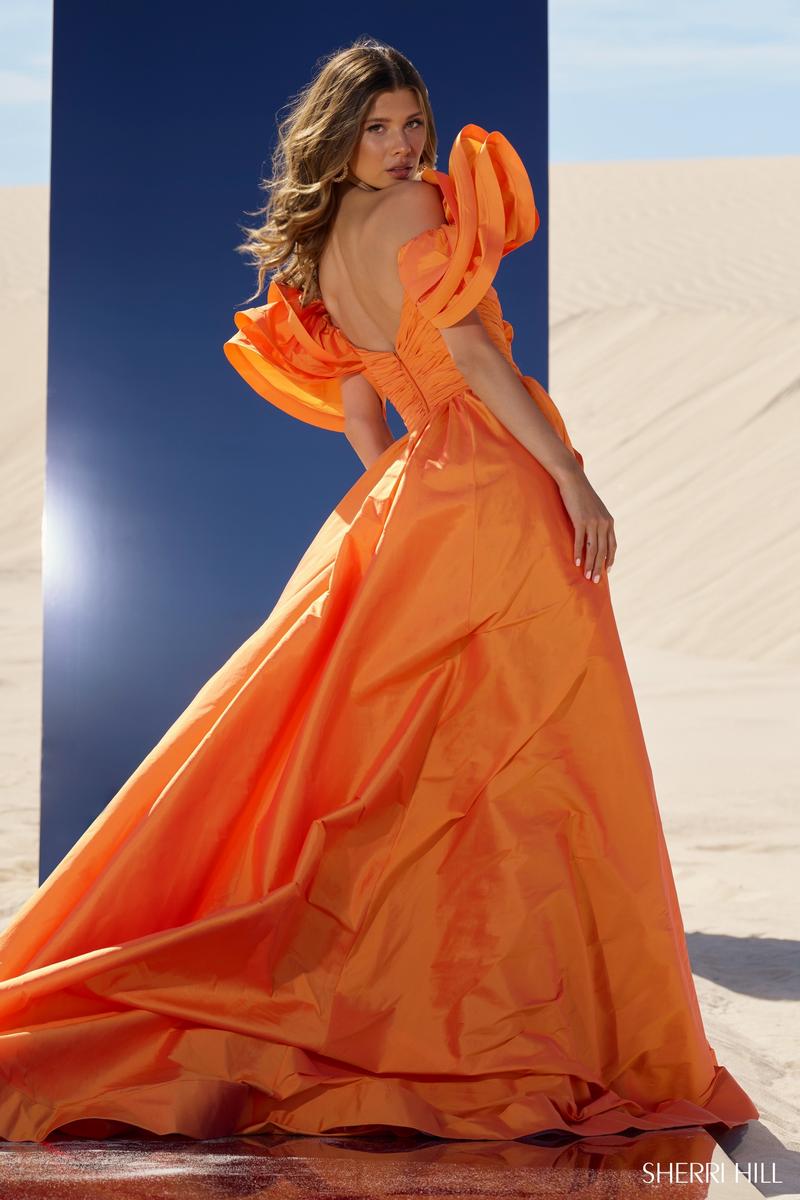 Sherri Hill A-line Ruffle Sleeve Gown 56743 Peacock / 6 Sherri Hill A-line Ruffle Sleeve Gown 56743 Peacock / 6