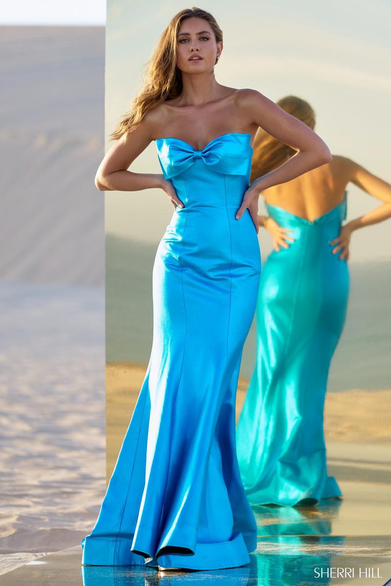 slim fit dress slacks Sherri Hill 56161 - Cutout Metallic Gown 8 / Orange