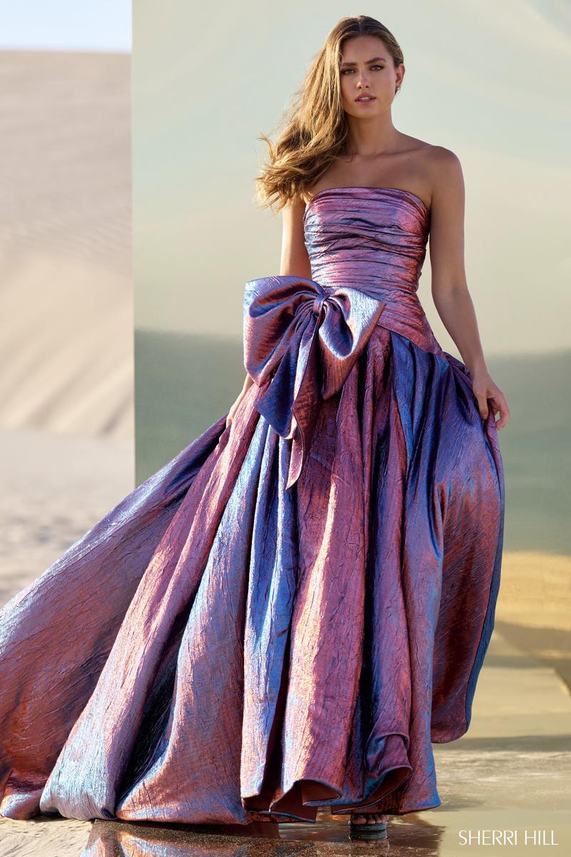 Sherri Hill Strapless Bow Dress 56850 Turquoise/Coffee / 10 Sherri Hill Strapless Bow Dress 56850 Turquoise/Coffee / 10