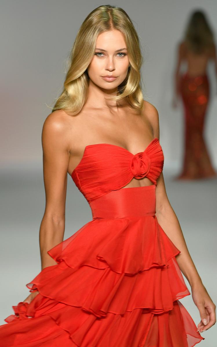 Sherri Hill Strapless Cut Out Ruffle Prom Dress 56870 Sherri Hill Strapless Cut Out Ruffle Prom Dress 56870