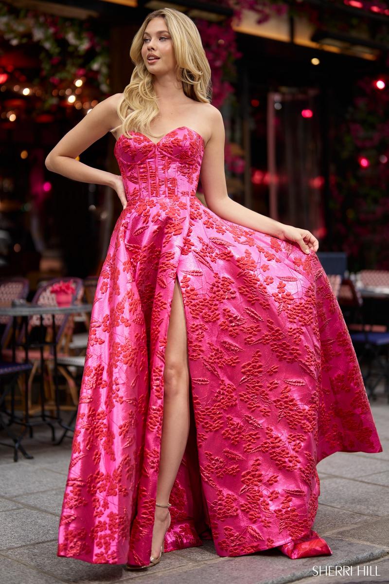 Sherri Hill Corset Brocade Ball Gown Prom Dress 56928 Sherri Hill Corset Brocade Ball Gown Prom Dress 56928
