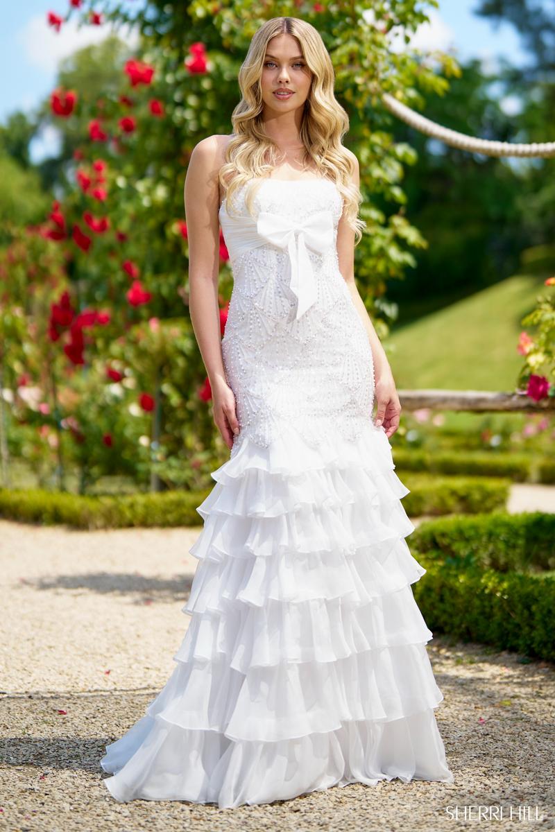 Sherri Hill Strapless Mermaid Ruffle Prom Dress 56949 Sherri Hill Strapless Mermaid Ruffle Prom Dress 56949