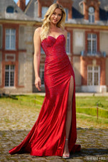 Sherri Hill Ruched Hot Fix Prom Dress 56988 Sherri Hill Ruched Hot Fix Prom Dress 56988