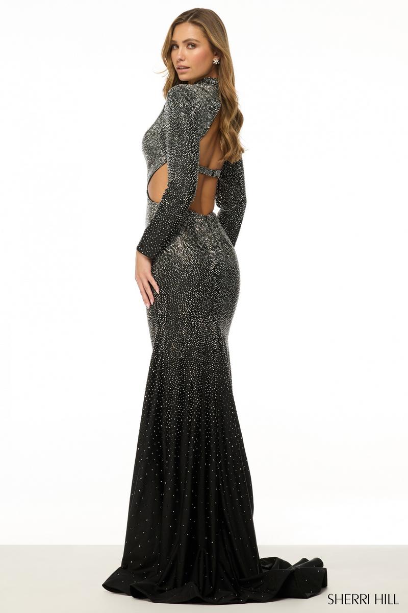 Sherri Hill Long Sleeve Open Back Prom Dress 57003 Sherri Hill Long Sleeve Open Back Prom Dress 57003