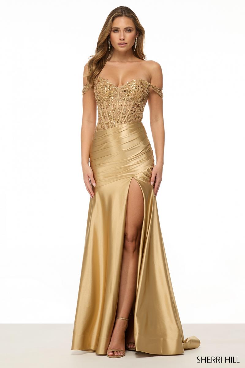 Sherri Hill Sequin Lace Corset Prom Dress 57053 Sherri Hill Sequin Lace Corset Prom Dress 57053