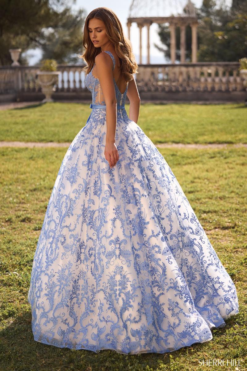 Sherri Hill Lace Damask Prom Dress 57058 Sherri Hill Lace Damask Prom Dress 57058