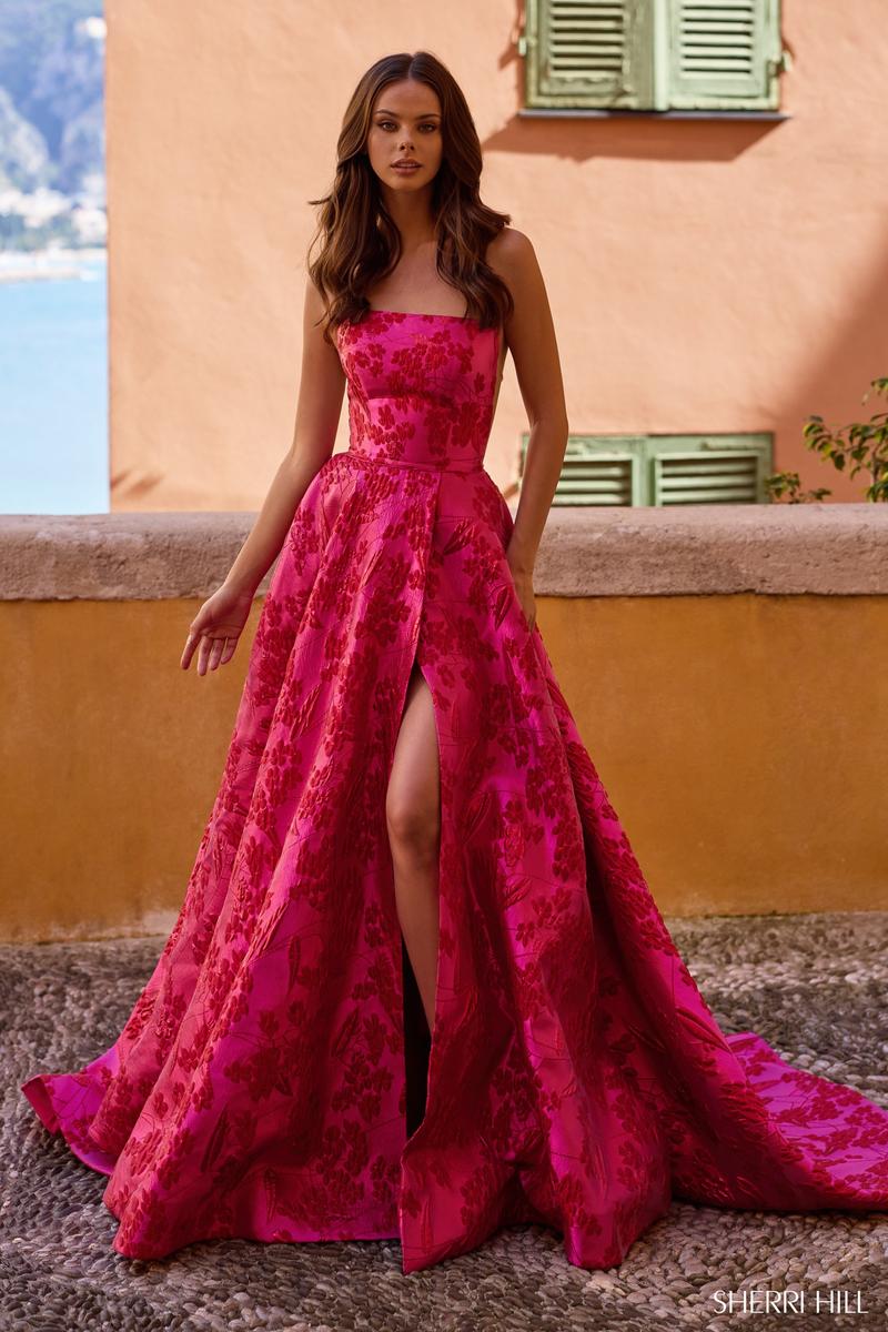 brocade dress designs Shop Pink Brocade Flared Dress with Jacket