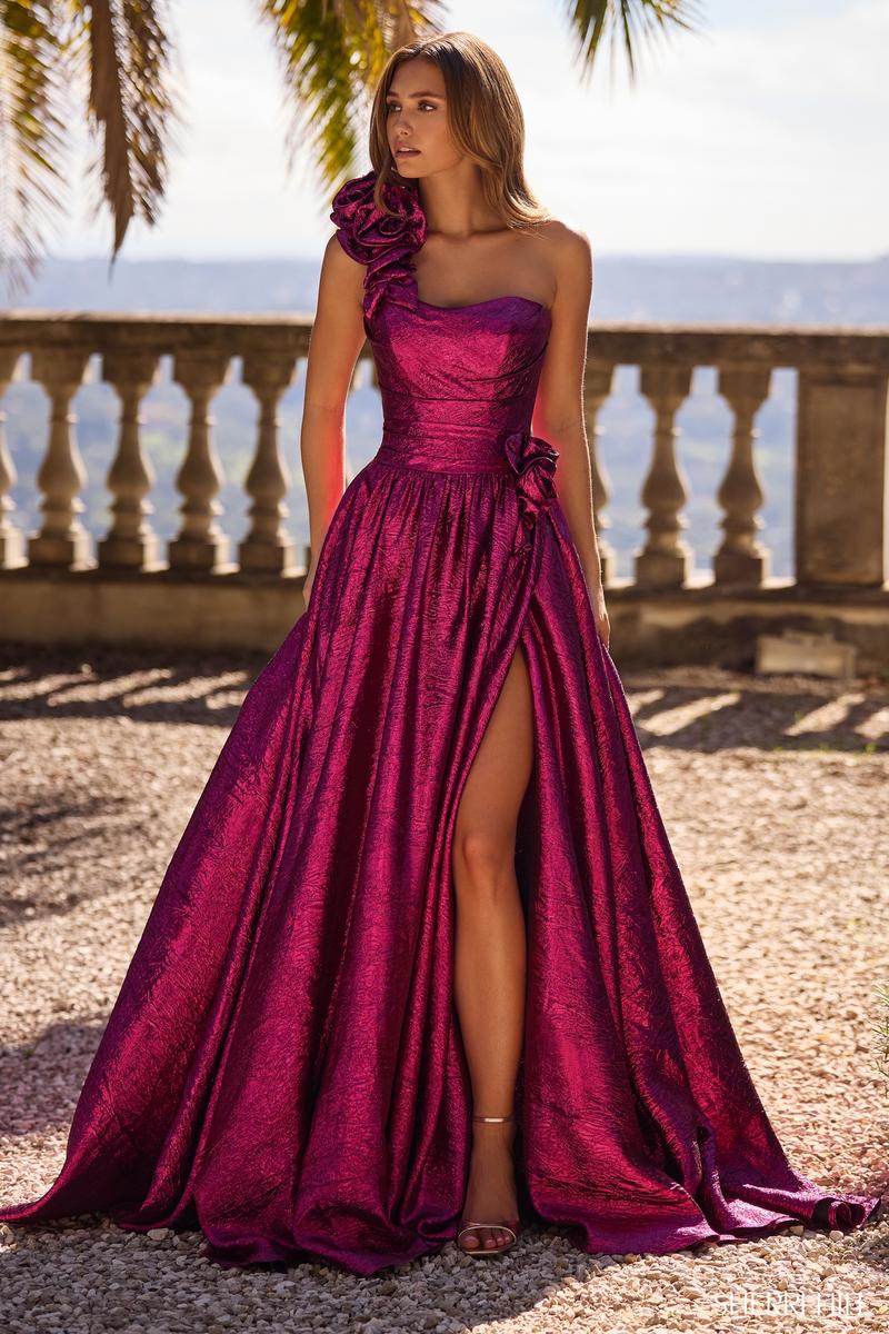 Sherri Hill One Shoulder Metallic Prom Dress 57090 Sherri Hill One Shoulder Metallic Prom Dress 57090