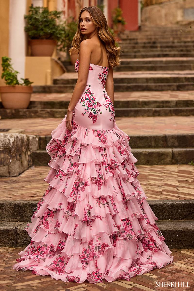 Sherri Hill Strapless Ruffle Floral 57144 Sherri Hill Strapless Ruffle Floral 57144