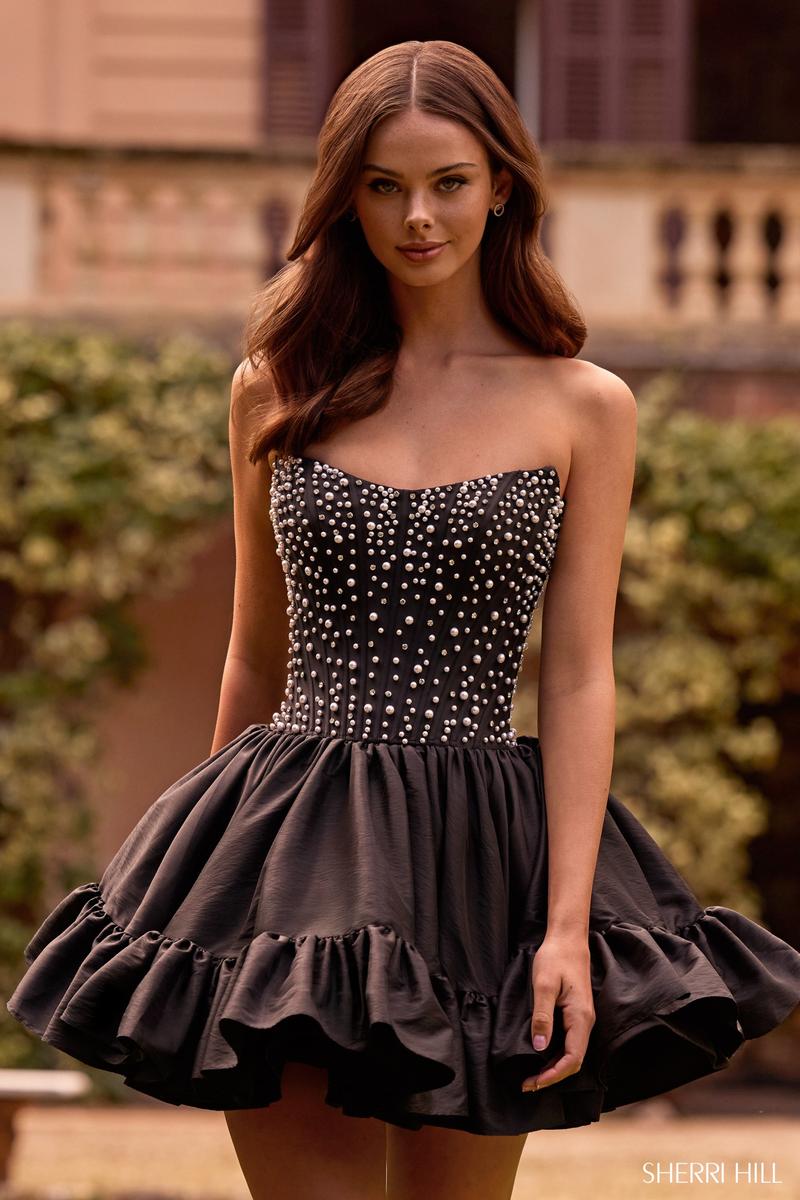 Sherri Hill Short Pearl HoCo Dress 57291 Sherri Hill Short Pearl HoCo Dress 57291