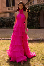 Sherri Hill Halter High Neck Ruffle Prom Dress 57305