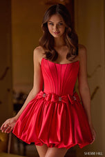 Sherri Hill Strapless Corset Bow Homecoming Dress 57307