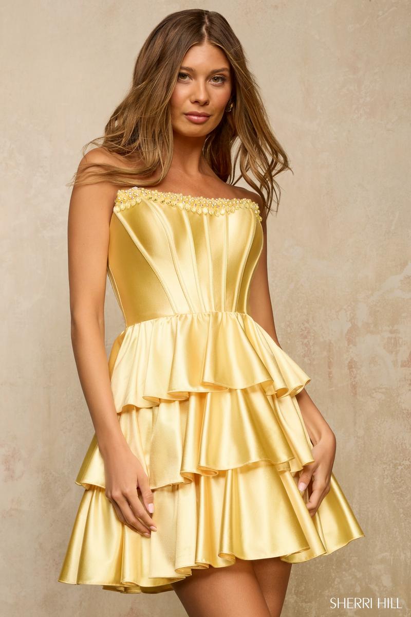 Sherri Hill Strapless Ruffle Homecoming Dress 57328 Sherri Hill Strapless Ruffle Homecoming Dress 57328