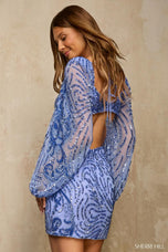 Sherri Hill Long Sleeve Sequin Cut Out Homecoming Dress 57384