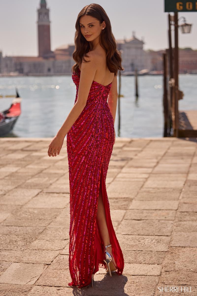 Sherri Hill Strapless Keyhole Sequin Prom Dress 57386