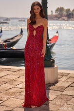 Sherri Hill Strapless Keyhole Sequin Prom Dress 57386