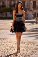 Sherri Hill Strapless Corset Ruffle Homecoming Dress 57404