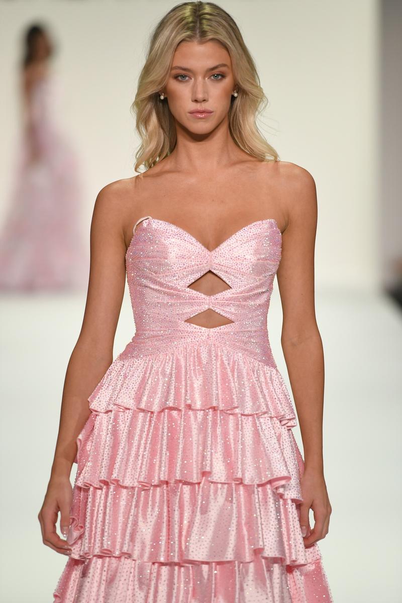 Sherri Hill Strapless Keyhole Ruffle Prom Dress 57416 Sherri Hill Strapless Keyhole Ruffle Prom Dress 57416