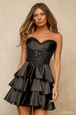 Sherri Hill Strapless Ruffle Homecoming Dress 57449