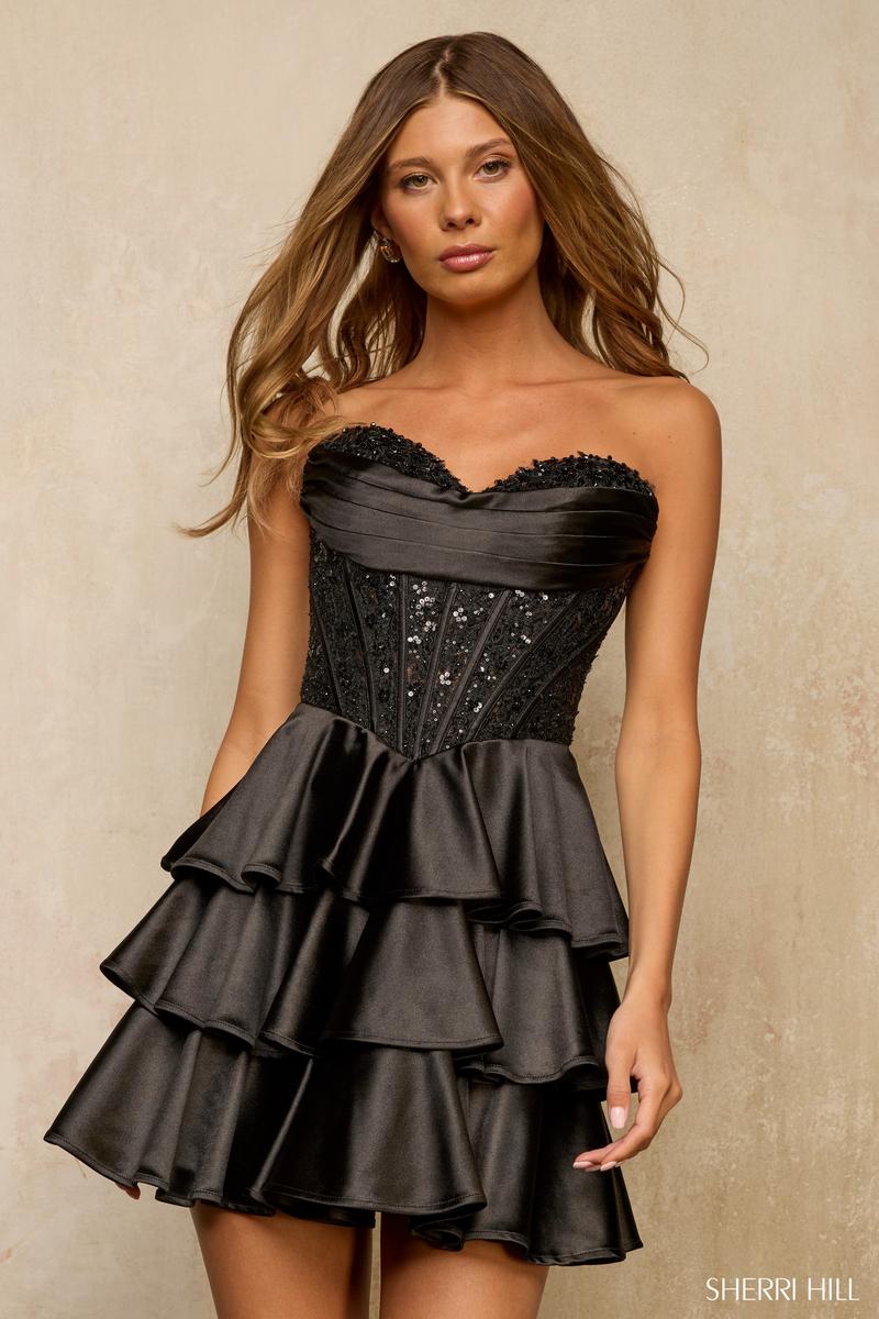 Sherri Hill Strapless Ruffle Homecoming Dress 57449
