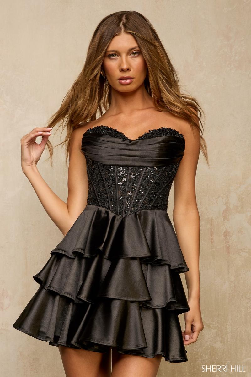 Sherri Hill Strapless Ruffle Homecoming Dress 57449
