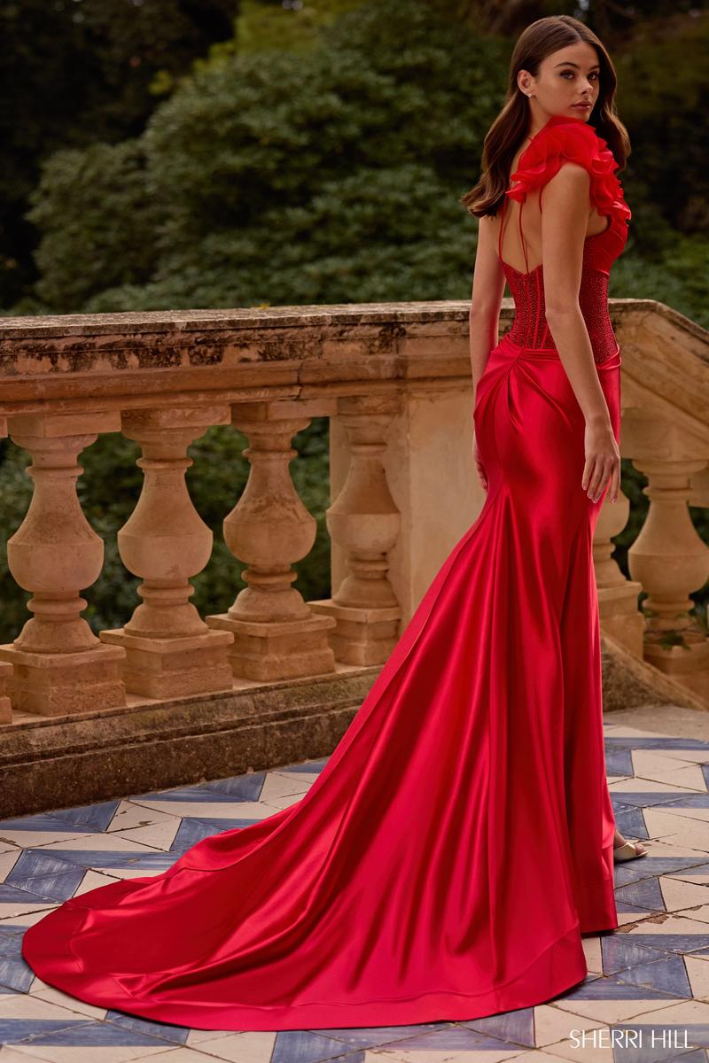 Sherri Hill Ruffle One Shoulder Prom Dress 57475